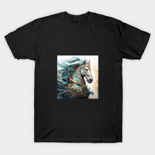 Steampunk Horse Brass Copper Metal T-Shirt